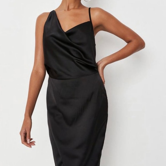 NWT Missguided Asymmetrical Strap Satin Dress - Picture 2 of 5